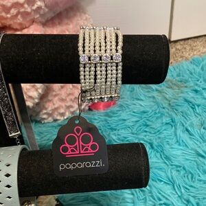 Paparazzi White Pearl and Silver Bracelet